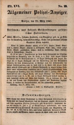 Allgemeiner Polizei-Anzeiger Mittwoch 22. März 1843