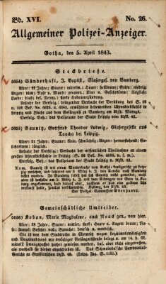 Allgemeiner Polizei-Anzeiger Mittwoch 5. April 1843