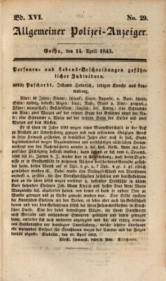 Allgemeiner Polizei-Anzeiger Freitag 14. April 1843