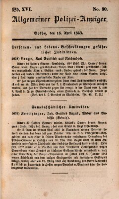 Allgemeiner Polizei-Anzeiger Sonntag 16. April 1843