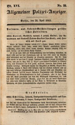 Allgemeiner Polizei-Anzeiger Mittwoch 26. April 1843