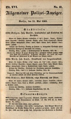 Allgemeiner Polizei-Anzeiger Sonntag 21. Mai 1843