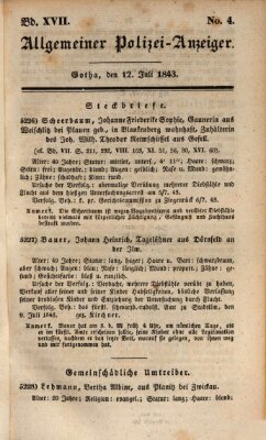 Allgemeiner Polizei-Anzeiger Mittwoch 12. Juli 1843