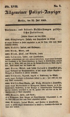 Allgemeiner Polizei-Anzeiger Dienstag 25. Juli 1843