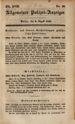 Allgemeiner Polizei-Anzeiger Mittwoch 9. August 1843