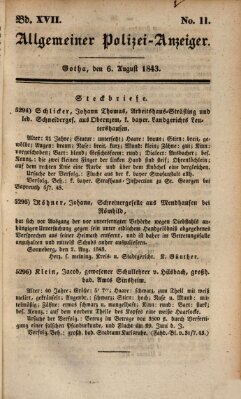 Allgemeiner Polizei-Anzeiger Sonntag 6. August 1843