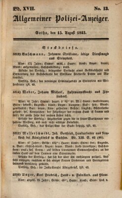 Allgemeiner Polizei-Anzeiger Dienstag 15. August 1843