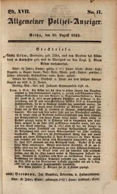 Allgemeiner Polizei-Anzeiger Mittwoch 30. August 1843