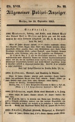 Allgemeiner Polizei-Anzeiger Donnerstag 14. September 1843