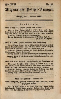 Allgemeiner Polizei-Anzeiger Sonntag 1. Oktober 1843