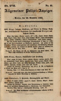 Allgemeiner Polizei-Anzeiger Samstag 18. November 1843