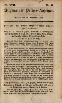 Allgemeiner Polizei-Anzeiger Dienstag 21. November 1843