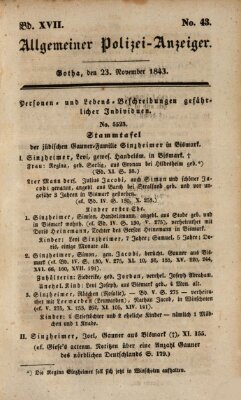 Allgemeiner Polizei-Anzeiger Donnerstag 23. November 1843