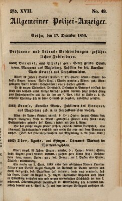 Allgemeiner Polizei-Anzeiger Sonntag 17. Dezember 1843