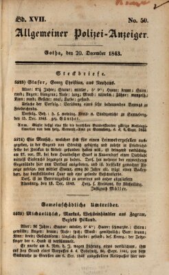 Allgemeiner Polizei-Anzeiger Mittwoch 20. Dezember 1843