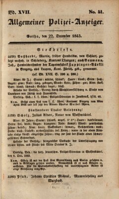 Allgemeiner Polizei-Anzeiger Freitag 22. Dezember 1843