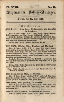 Allgemeiner Polizei-Anzeiger Donnerstag 13. Juni 1844