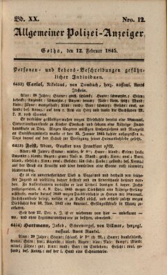 Allgemeiner Polizei-Anzeiger Mittwoch 12. Februar 1845