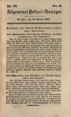 Allgemeiner Polizei-Anzeiger Samstag 15. Februar 1845