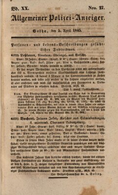 Allgemeiner Polizei-Anzeiger Samstag 5. April 1845