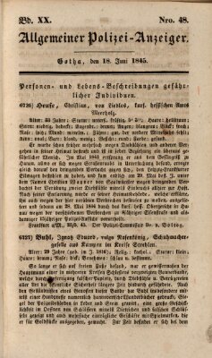 Allgemeiner Polizei-Anzeiger Mittwoch 18. Juni 1845