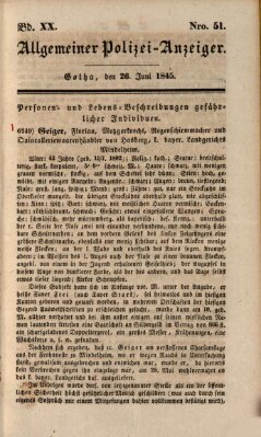 Allgemeiner Polizei-Anzeiger Donnerstag 26. Juni 1845