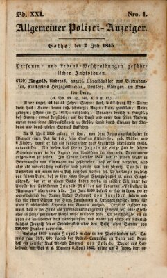 Allgemeiner Polizei-Anzeiger Mittwoch 2. Juli 1845