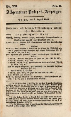 Allgemeiner Polizei-Anzeiger Dienstag 5. August 1845