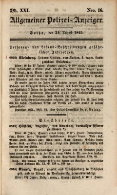 Allgemeiner Polizei-Anzeiger Sonntag 24. August 1845