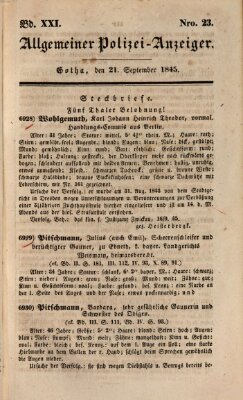 Allgemeiner Polizei-Anzeiger Sonntag 21. September 1845