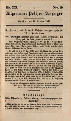 Allgemeiner Polizei-Anzeiger Freitag 10. Oktober 1845
