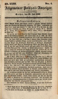 Allgemeiner Polizei-Anzeiger Sonntag 19. Juli 1846