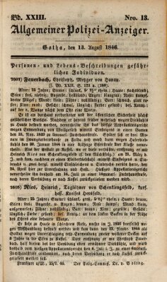 Allgemeiner Polizei-Anzeiger Donnerstag 13. August 1846