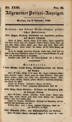 Allgemeiner Polizei-Anzeiger Montag 2. November 1846