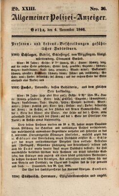 Allgemeiner Polizei-Anzeiger Mittwoch 4. November 1846