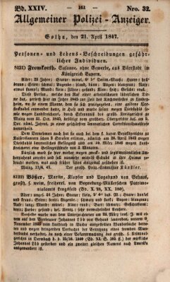 Allgemeiner Polizei-Anzeiger Mittwoch 21. April 1847