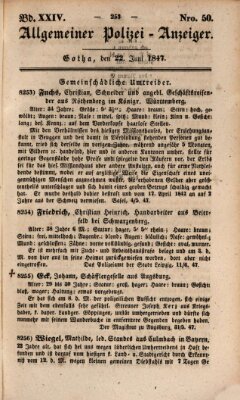 Allgemeiner Polizei-Anzeiger Dienstag 22. Juni 1847