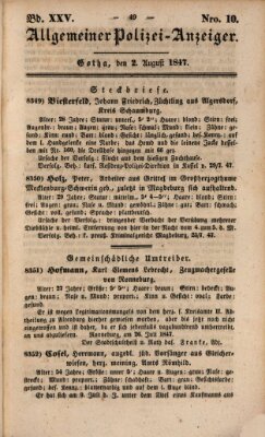 Allgemeiner Polizei-Anzeiger Montag 2. August 1847