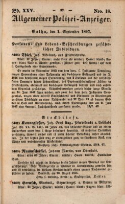 Allgemeiner Polizei-Anzeiger Mittwoch 1. September 1847