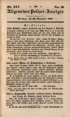 Allgemeiner Polizei-Anzeiger Donnerstag 30. September 1847