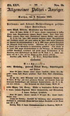 Allgemeiner Polizei-Anzeiger Dienstag 2. November 1847