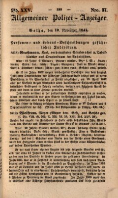 Allgemeiner Polizei-Anzeiger Mittwoch 10. November 1847