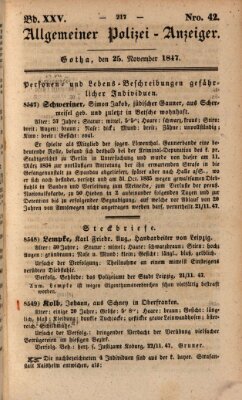 Allgemeiner Polizei-Anzeiger Donnerstag 25. November 1847