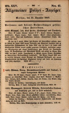 Allgemeiner Polizei-Anzeiger Samstag 11. Dezember 1847