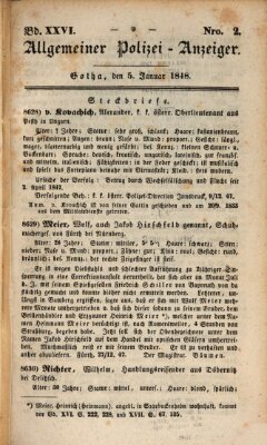 Allgemeiner Polizei-Anzeiger Mittwoch 5. Januar 1848