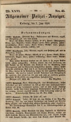 Allgemeiner Polizei-Anzeiger Mittwoch 7. Juni 1848