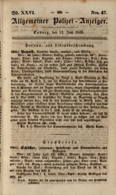 Allgemeiner Polizei-Anzeiger Dienstag 13. Juni 1848