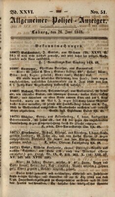 Allgemeiner Polizei-Anzeiger Montag 26. Juni 1848