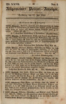 Allgemeiner Polizei-Anzeiger Mittwoch 12. Juli 1848