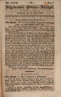 Allgemeiner Polizei-Anzeiger Sonntag 23. Juli 1848